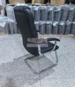 Chaise Visiteur Matelassé Noir – Image 2